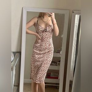 Ditsy Floral Tie Front Split Cami Dress Wedding guest formal dinner bodycon